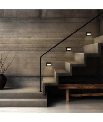 kelvo® STEPART KLV-101-0083 Χωνευτό Φωτιστικό Σκαλοπατιού - Διαδρόμου LED 6W 750lm 45° AC 220-240V Αδιάβροχο IP65 Θερμό Λευκό 2700K - Lumileds SMD Chip & TÜV SÜD Driver - Μαύρο Ματ - Μ11.5 x Π5.3 x Υ8.3cm - Q10.63 x 7.61cm - 5 Χρόνια Εγγύηση